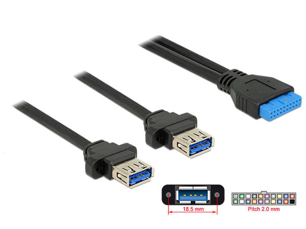 DeLOCK 85244 USB-kabel 0,8 m Sort