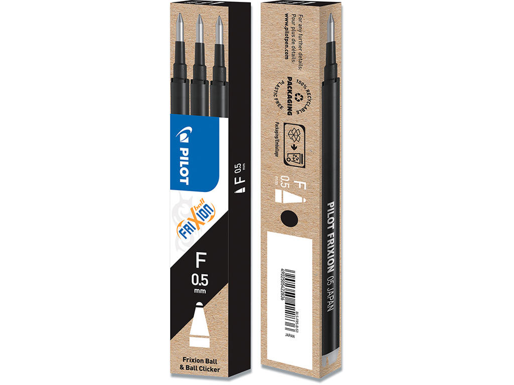 Rollerball gelpen refill, 0.5 mm, 0.25 mm, Sort, Pilot FriXion BLS-FR5-S3-B