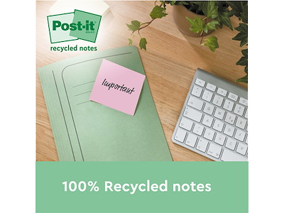 Memonotes, 76x76mm, Assorteret, 18 blokke, Post-it Super Sticky Recycled