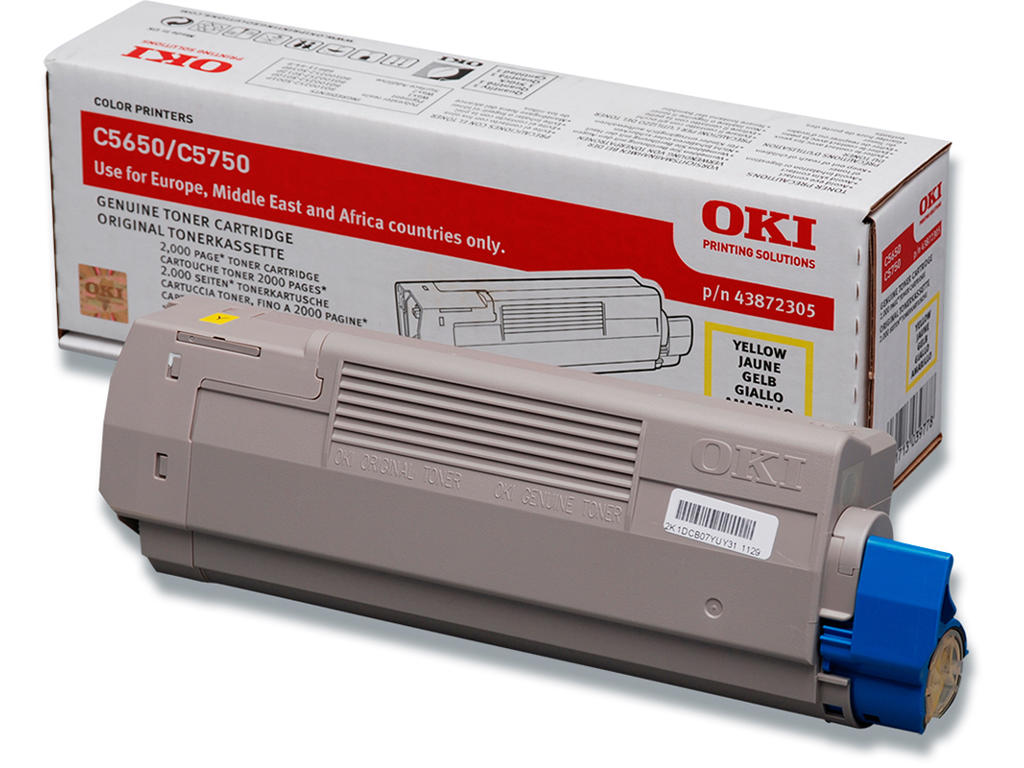 Toner, C5650-5750, Yellow-gul, 2.000 sider, OKI 43872305
