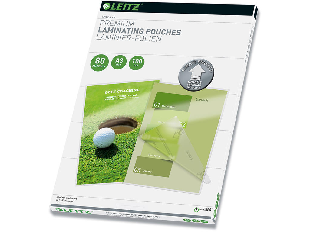Lamineringslommer, A3, 303x426 mm, 80 micron, Leitz iLAM Gloss