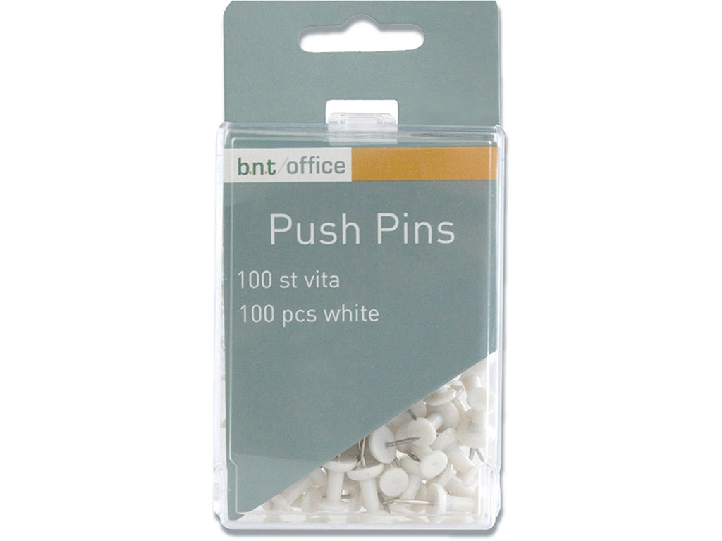 Tegnestifter, Hvid, 20 mm, 100 stk, BNT Office 