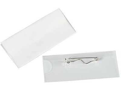 Navneskilt, Med sikkerhedsnål og indstik, 30x70 mm, 50 stk, BNT Office 