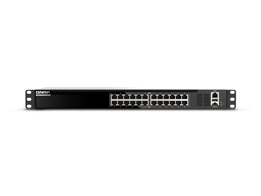 QNAP QSW-M3224-24T netværksswitch Administreret L3 10G Ethernet (100/1000/10000) 1U Sort, Sølv