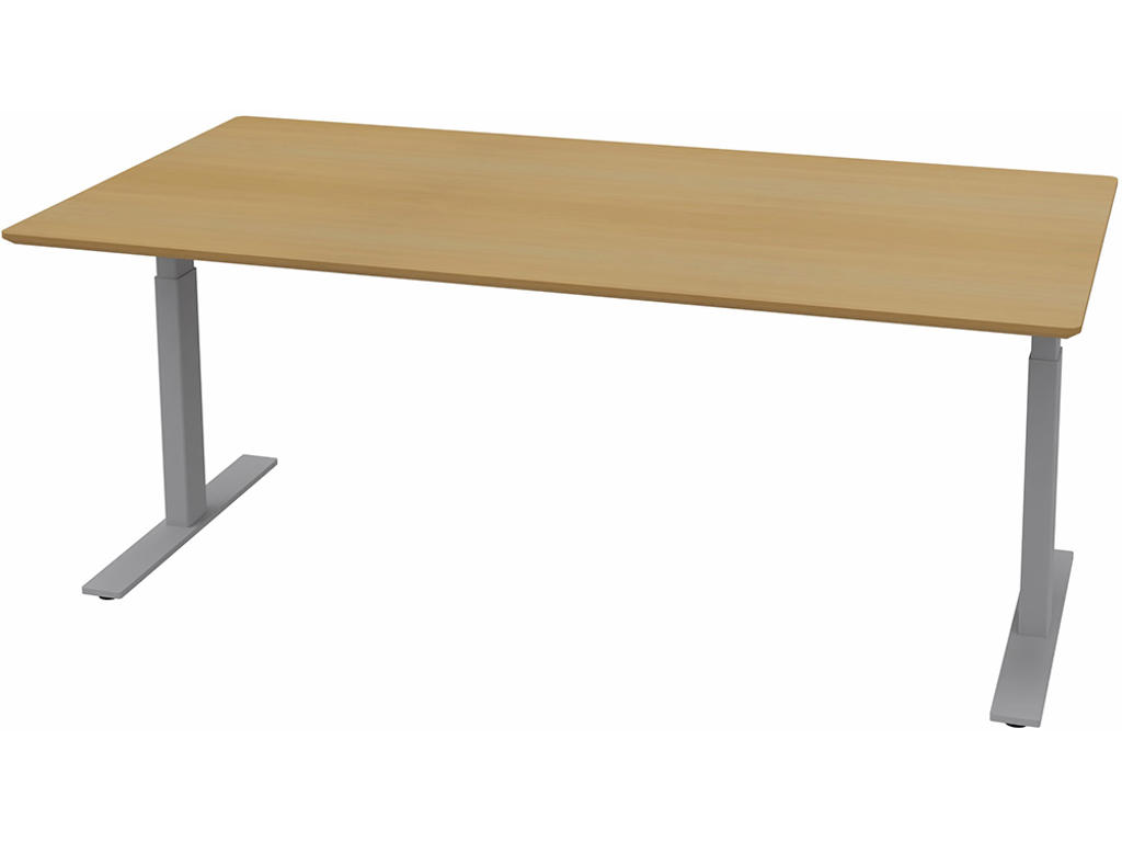 Skrivebord, 180 cm, 90 cm, Bordplade: Bøg finér, Stel: Alu