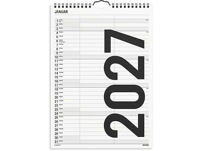 Familiekalender, 2027, Black and white, 2 personer, 1 måned pr. opslag, Mayland
