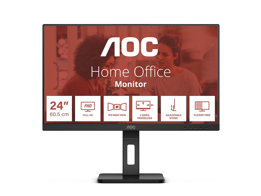 AOC E3 24E3QAF computerskærm 60,5 cm (23.8") 1920 x 1080 pixel Fuld HD LCD Sort