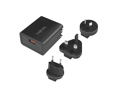 LogiLink PA0188 oplader til mobil enhed Universel Sort Vekselstrøm Hurtig opladning Indendørs