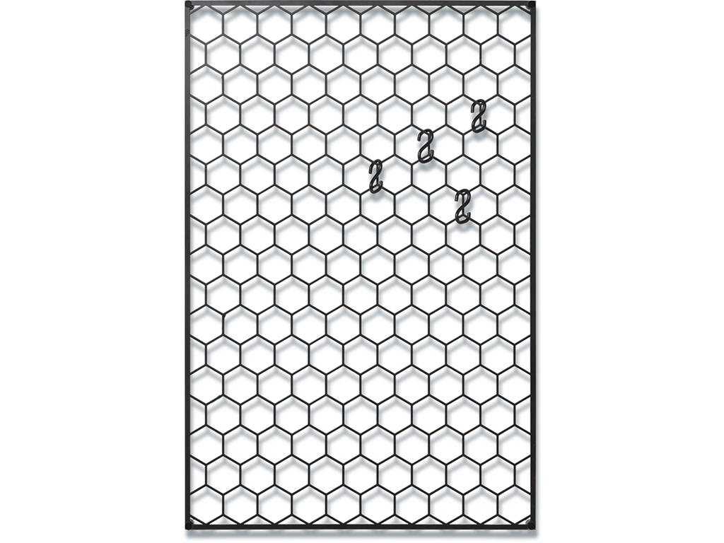 Naga Hexagonal Gitter-Opslagstavle, Sort, Metal, 40x60 cm
