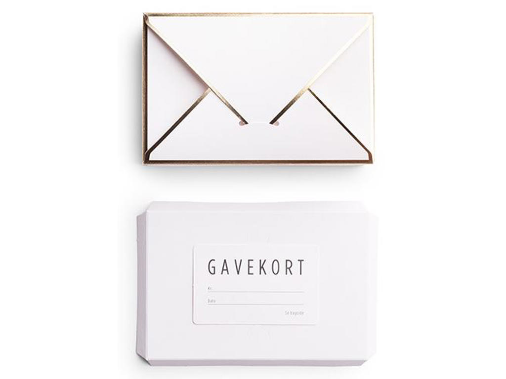 Gavekortæske, Uden gavekort, Med indlæg, Hvid med guld kant, 1 stk