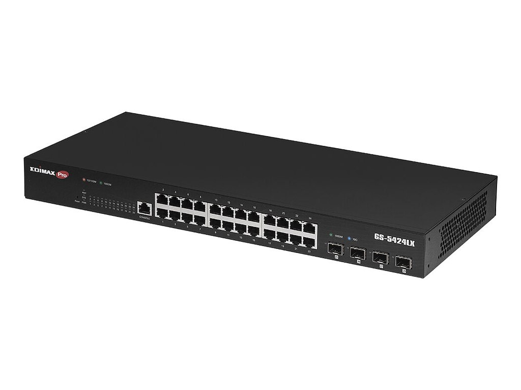 Edimax Pro GS-5424LX: 24 Port Smart Switch Administreret L2 Gigabit Ethernet (10/100/1000) 1U Sort