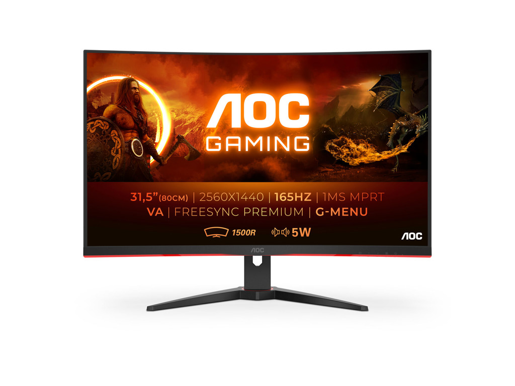 AOC G2 CQ32G2SE/BK computerskærm 80 cm (31.5") 2560 x 1440 pixel 2K Ultra HD LED Sort, Rød
