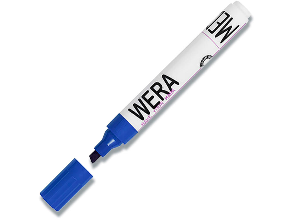 Marker, Kantet spids, 1-4 mm, Blå, Wera 