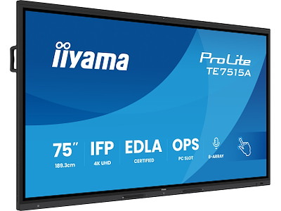 iiyama TE7515A-B2AG skilte display Kiosk design 190,5 cm (75") Wi-Fi 550 cd/m² 4K Ultra HD Berøringsskærm Indbygget processer Android