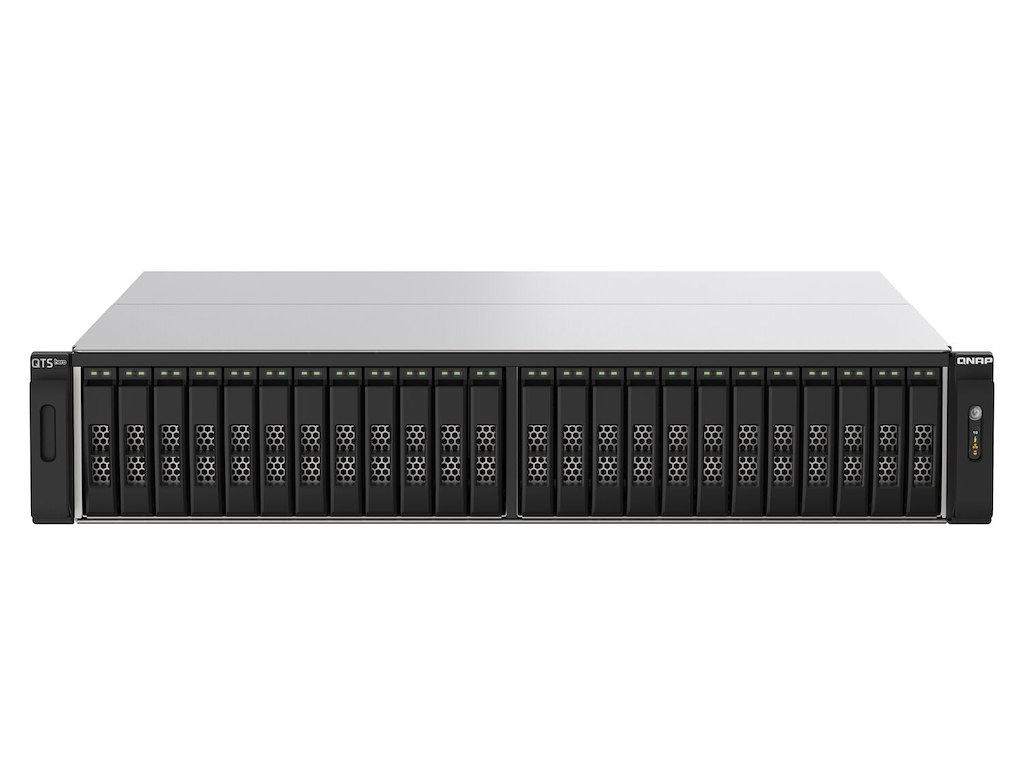 QNAP TS-h2490FU NAS Stativ (2U) EPYC 7302P 64 GB DDR4 0 TB QuTS hero Sort, Grå