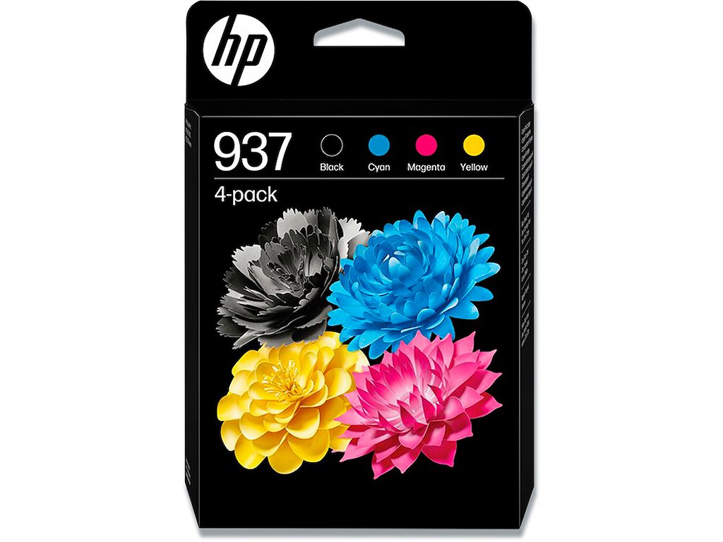 Blækpatroner, 4 stk, Sort: 1.450 sider Farver: 800 sider, 4 farver, HP 937