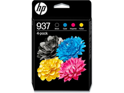 Blækpatroner, 4 stk, Sort: 1.450 sider Farver: 800 sider, 4 farver, HP 937