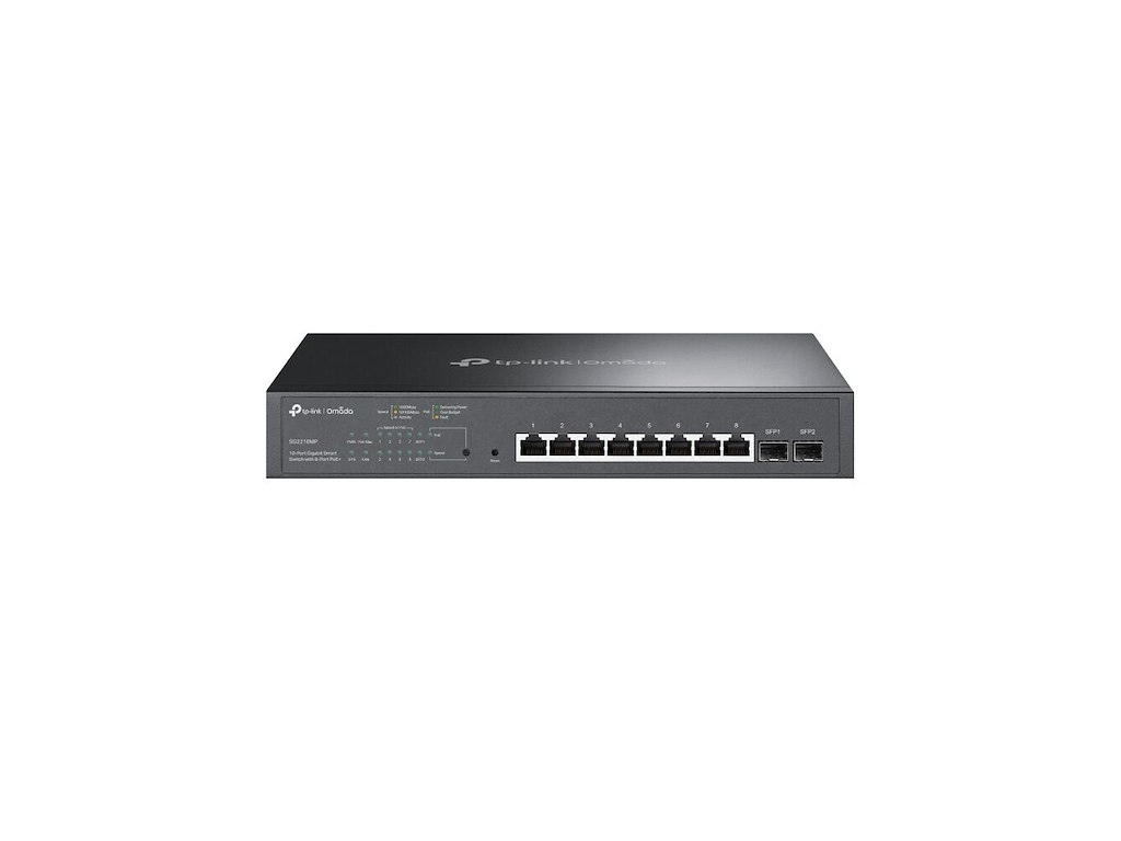TP-Link Omada TL-SG2210MP Administreret L2/L2+ Gigabit Ethernet (10/100/1000) Strøm over Ethernet (PoE) 1U Sort
