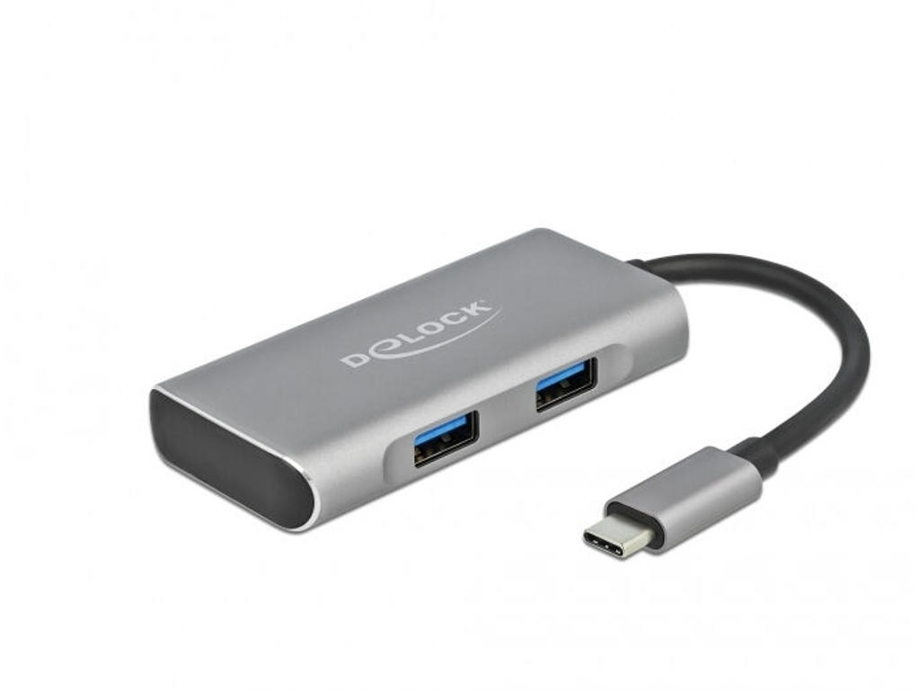 DeLOCK 63261 interface hub USB 3.2 Gen 2 (3.1 Gen 2) Type-C 10000 Mbit/s Sort, Grå