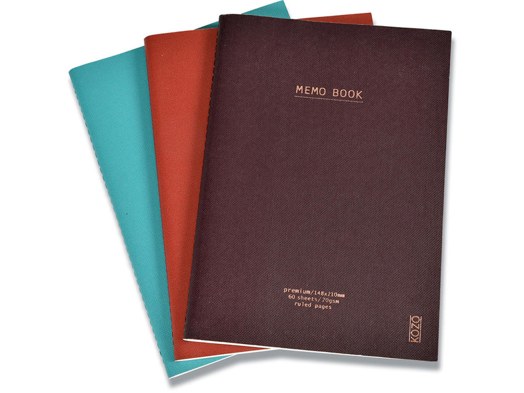 Noteshæfte, A5, Linjeret, Coffee-Bric-Steel Blue, Kozo 