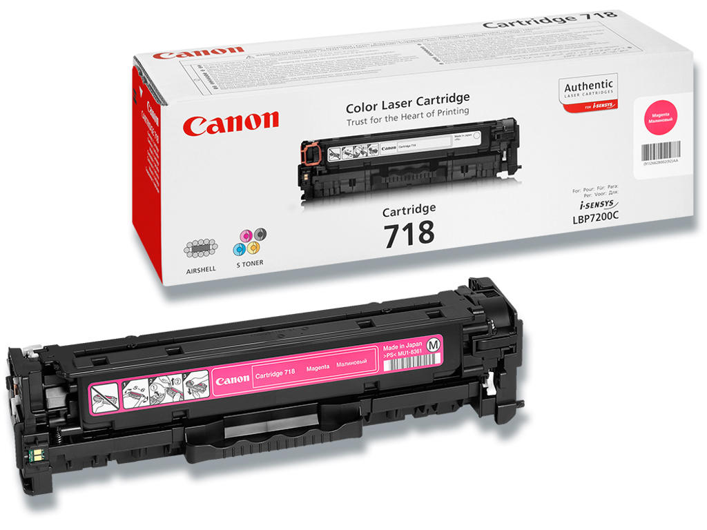 Toner, 718M, Magenta-rød, 2.900 sider, Canon 2660B002