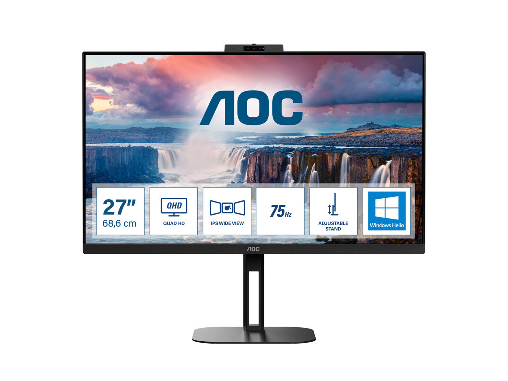 AOC V5 Q27V5CW/BK computerskærm 68,6 cm (27") 2560 x 1440 pixel Quad HD LED Sort