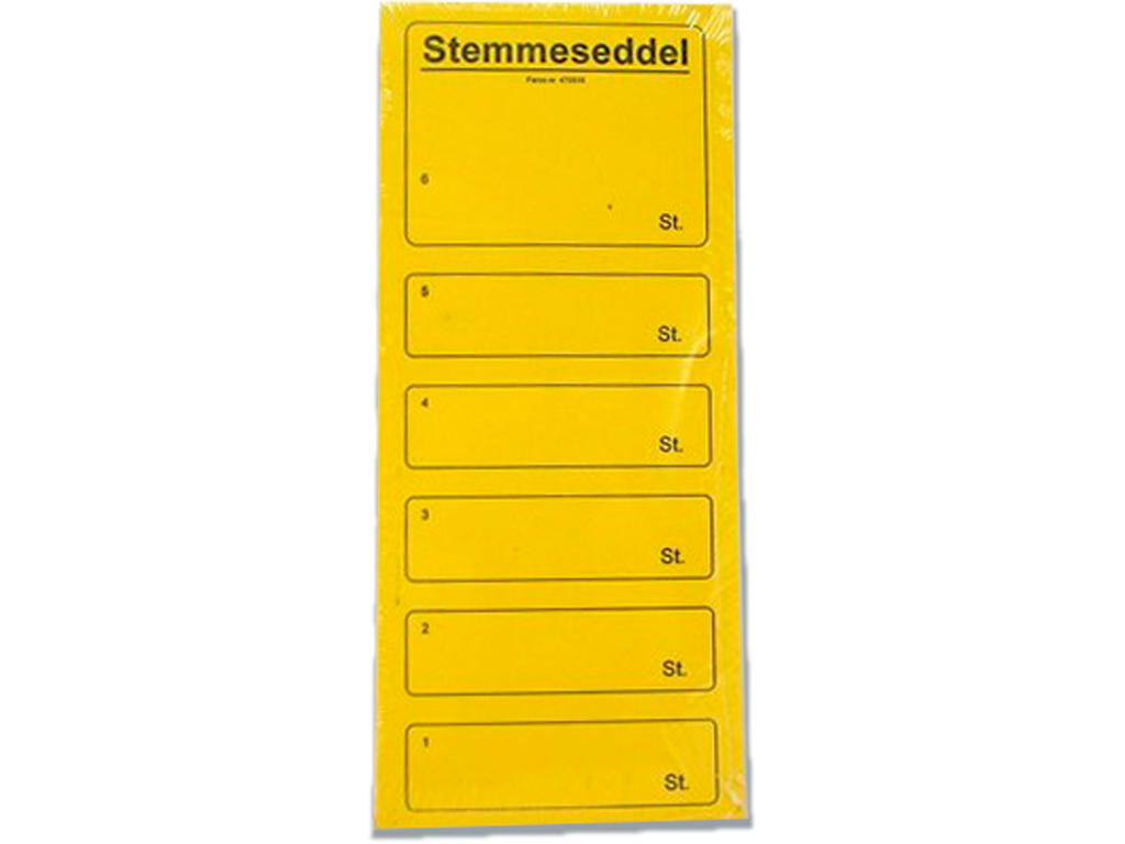 Stemmeseddel, Gul, 250x100 mm, 100 stk, Ferco 
