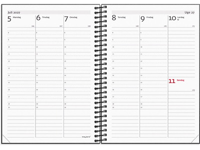 Kalender, 2027, A6 Uge Højformat, 1 uge pr. opslag, Sort, Mayland