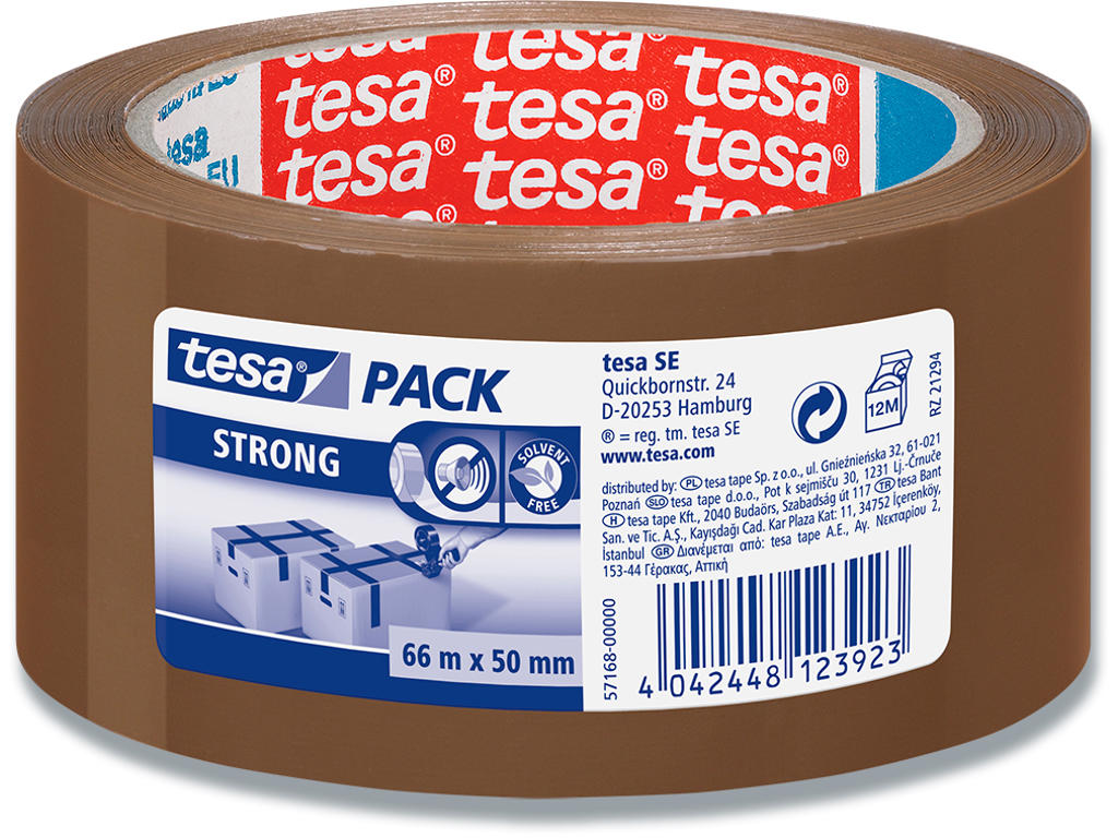 Tape - emballage, 50mm x 66m, Brun, 1 rulle, Tesa Strong 57168