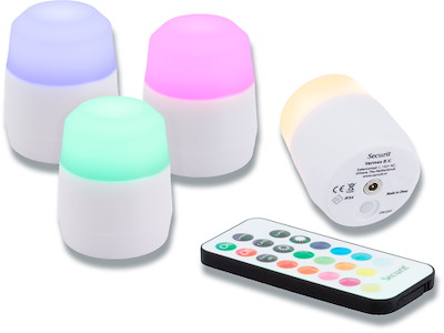 LED fyrfadslys, 4 stk, Farvet og hvidt lys, Securit Amsterdam