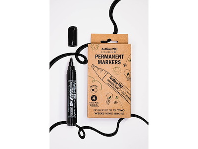 Marker, Skrå spids,  2-5 mm, Sort, 4 stk, Artline ECO-GREEN 190