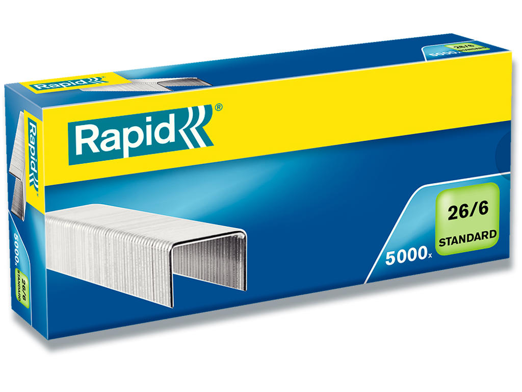 Hæfteklammer, Klamme 26/6, 20 ark, 5.000 klammer, Rapid Standard