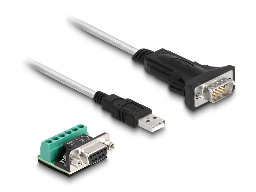 DeLOCK 63465 serielkabel Sort, Transparent 1,8 m USB Type-A DB-9