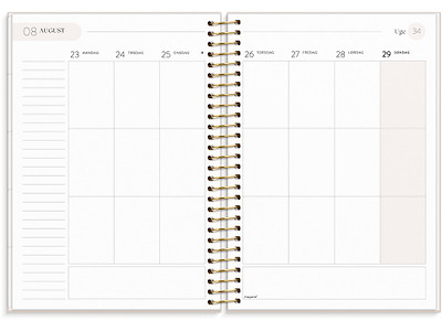 Kalender, 2027, Life Organizer, 1 uge pr. opslag, Beige og Blomsterranke, Mayland