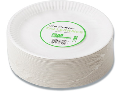 Tallerken, Flad, Ø18 cm, 100 stk, FoodLine Luksus Lamineret