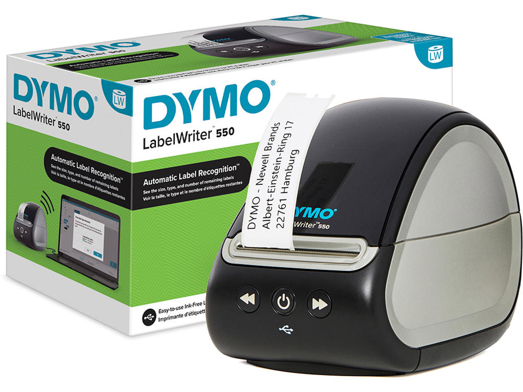 Labelprinter, Skrivebord, Til PC og Mac, Labeletiketter, Dymo LabelWriter 550