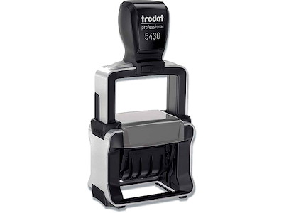 Stempel, Tekst og Dato, Med tekstplader, ANKOMST-BETALT-BESVAR-BOGFØRT-FAXET-MODTAGET, Trodat 5430L