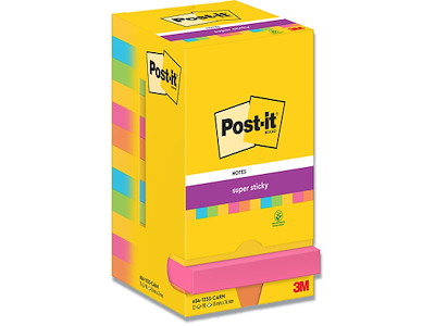Memonotes, 76x76mm, Assorteret Carnival, 12 blokke, Post-it Super Sticky