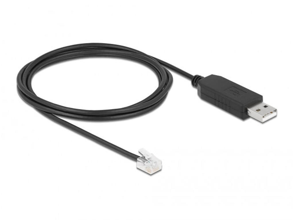 DeLOCK 66735 kabel kønsskifter RJ-12 USB 2.0 Type-A Sort