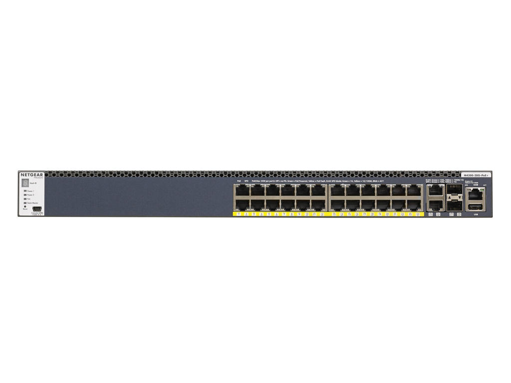 NETGEAR M4300-28G-PoE+(1000W)/US/EMEA Administreret Gigabit Ethernet (10/100/1000) Strøm over Ethernet (PoE) 1U Sort