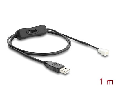 DeLOCK 91233 el-ledning Sort 1 m USB A Molex (3-pin)