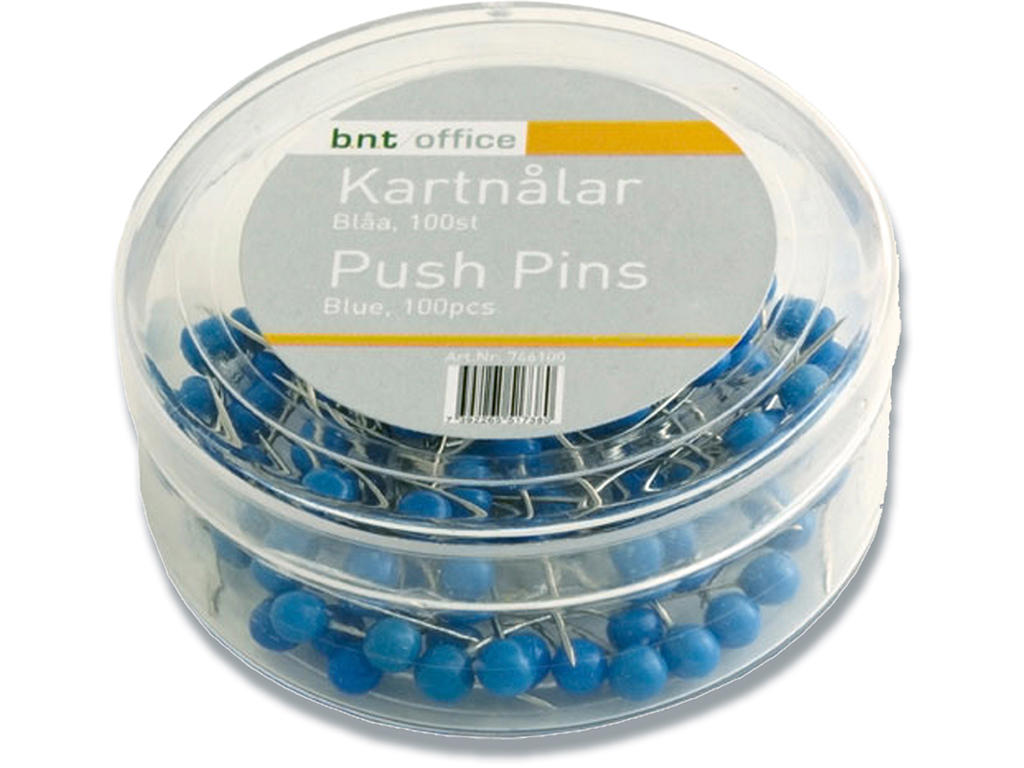 Kortnåle, Blå, 4x20 mm, 100 stk, BNT Office 