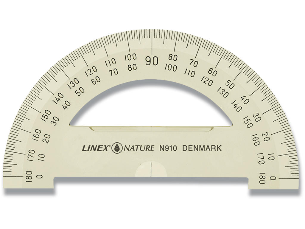 Tegneskabelon, Vinkelmåler, Halvcirkulær 10 cm, Transparent, Linex Nature N910 