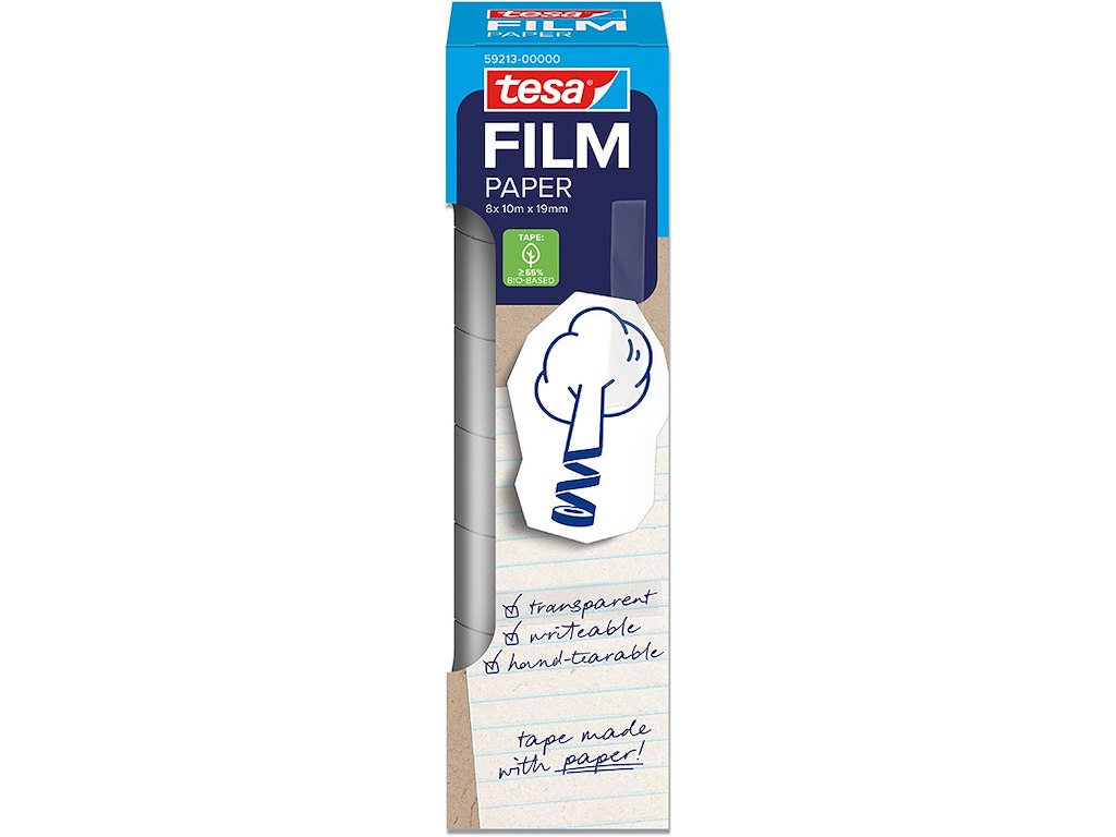 Tape, 19mm x 10m, 8 ruller, Transparent, Tesa Tesafilm Paper