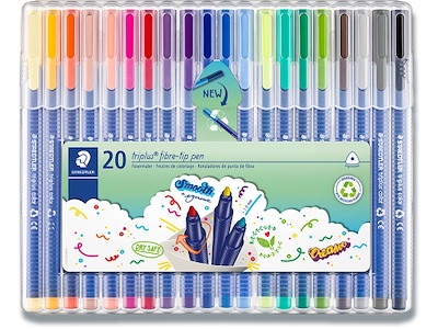 Marker, Rund spids, 1 mm, 20 assorteret, Staedtler Triplus Color 323