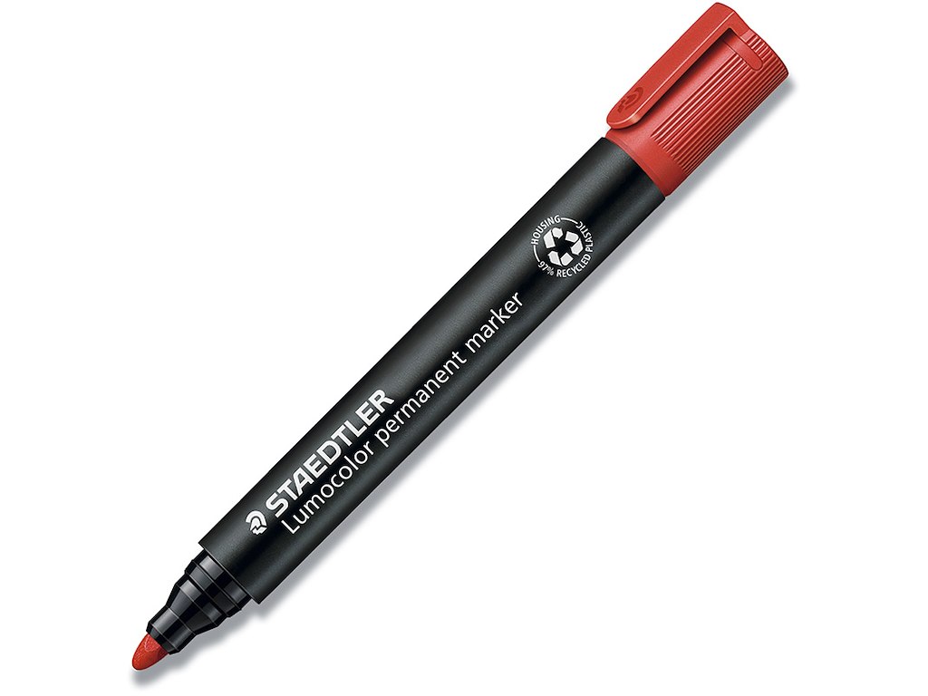 Marker, Rund spids, 2 mm, Rød, Staedtler Lumocolor 352