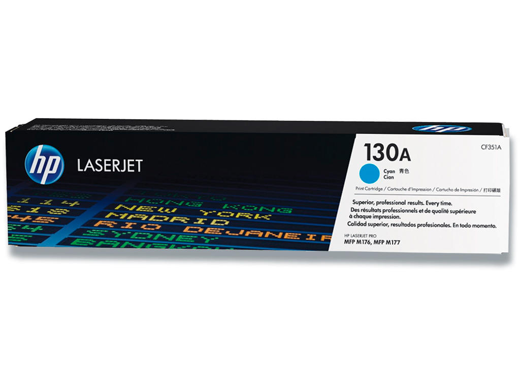 Toner, 130A, Cyan-blå, 1.000 sider, HP CF351A