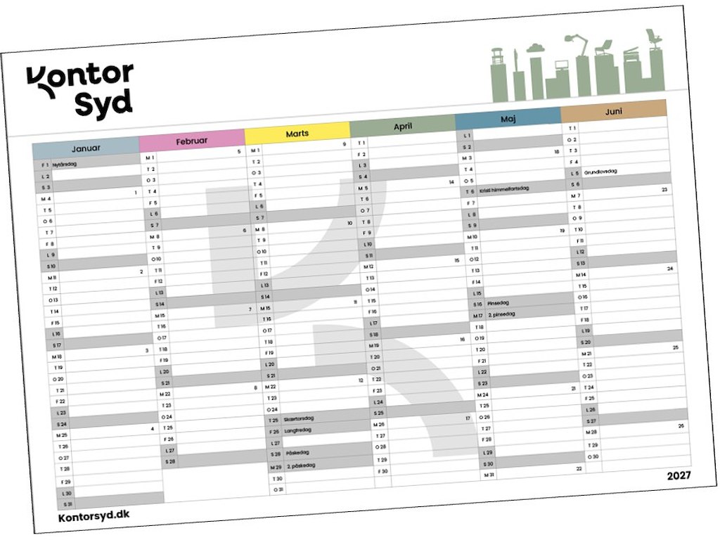 Kontor Syd 2027 Bordkalender