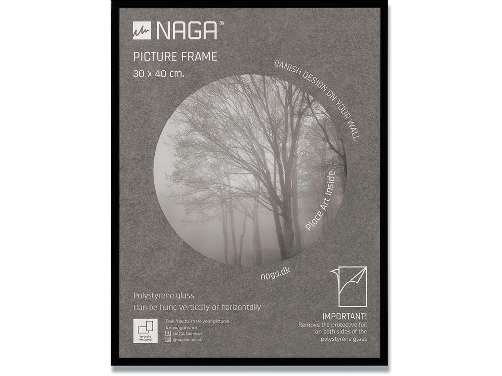 Fotoramme, 30x40 cm, Sort, Aluminium, Naga