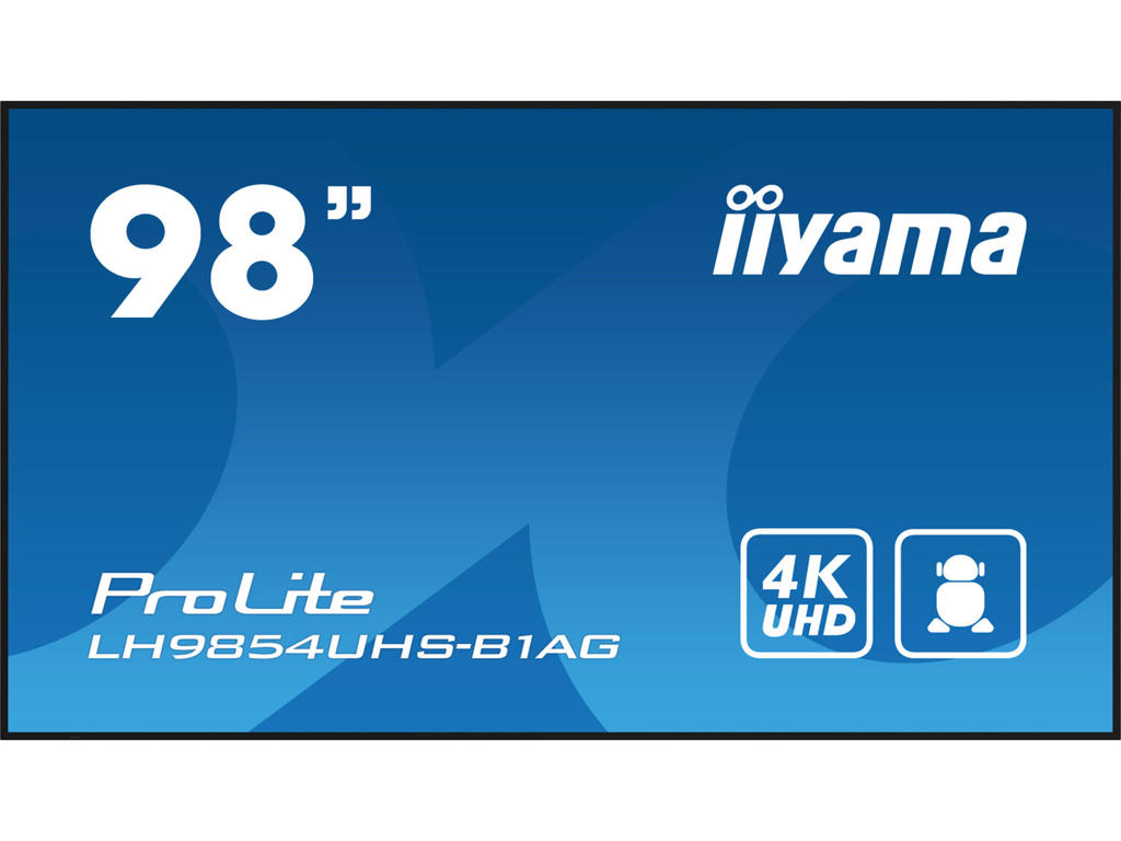 iiyama LH9854UHS-B1AG skilte display Digital fladpaneldisplay 2,48 m (97.5") LCD Wi-Fi 500 cd/m² 4K Ultra HD Sort Indbygget processer Android 11 24/7